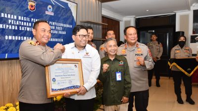 Apresiasi Pelayanan Publik, Polres Banjar Menerima Penghargaan dari Ombusdman RI