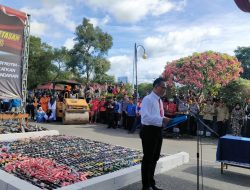 Polres Pangandaran Musnahkan Ribuan Botol Miras, Petasan dan Knalpot Bising