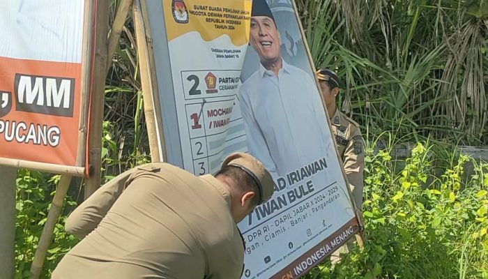 Masa Tenang, Personel Gabungan di Pangandaran Tertibkan APK