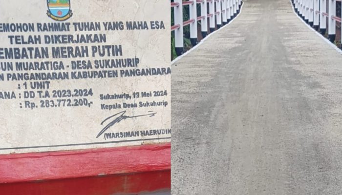 Aneh! Lantai Jembatan di Sukahurip Pangandaran Muruluk Padahal Baru Dibangun