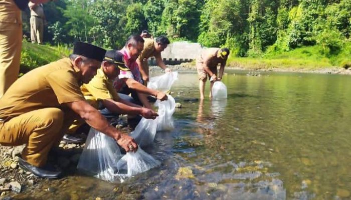 50 Ribu Benih Ikan Ditebar di Sungai Bendungan Matras Pangandaran, Jaga Ekosistem dan Populasi Ikan